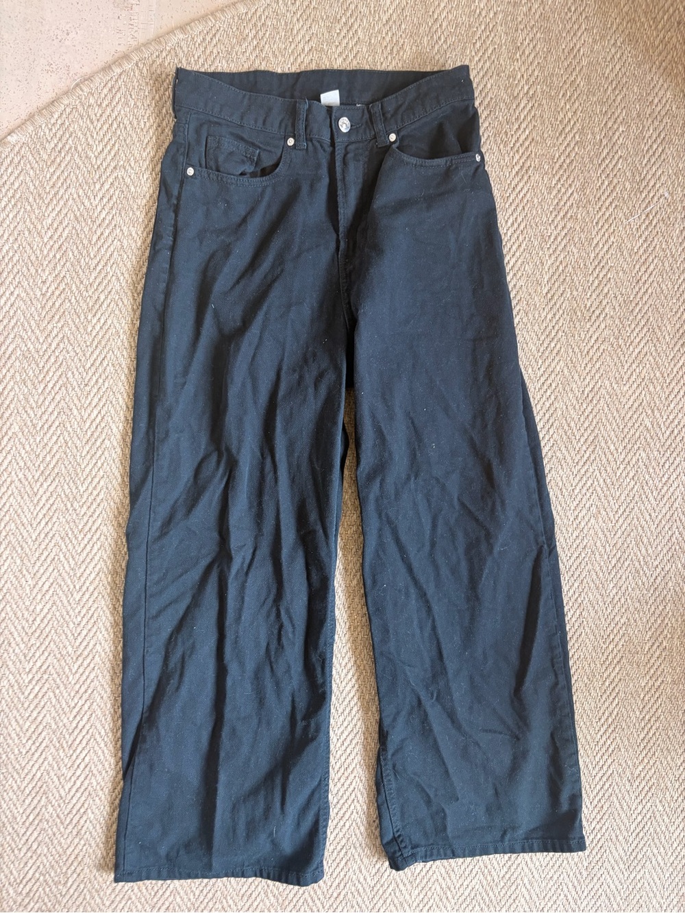H&M Black High Waisted Wide Leg Size 6